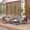 Outsunny 4 Piece Garden Furniture Set, Garden Sofa Set with 2 Loveseats, Armless Chair, Coffee Table for Balcony, Dark Grey