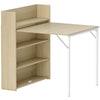 HOMCOM Kitchen Table, Folding Dining Table, with 4-Tier Shelves, Modern Drop-Leaf Table, Oak Wood Effect