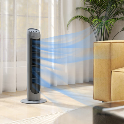 HOMCOM Tower Fan for Bedroom Cooling in Grey