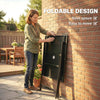 Outsunny Folding Outdoor Dining Table, Square Garden Table Tempered Glass Top with Parasol Hole Garden Patio, 70 x 70 x 70 cm