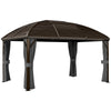 Outsunny 3 x 4m Hardtop Gazebo Canopy with Metal Roof, Aluminium Gazebo Permanent Pavilion with Netting and Curtains, Dark Grey
