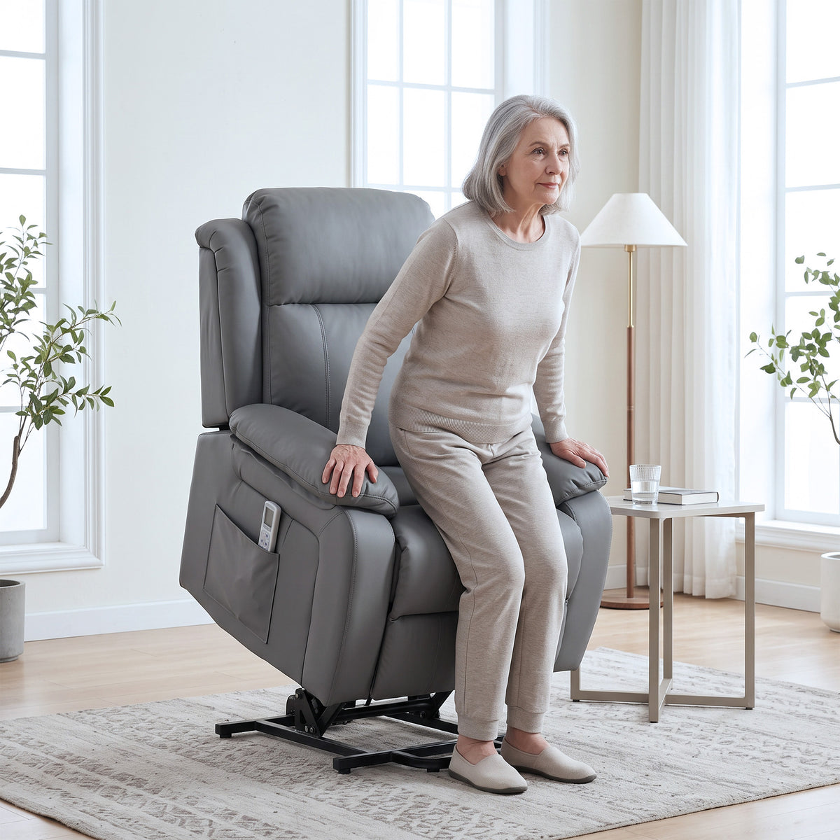 HOMCOM Riser and Recliner Chair with Massage in Grey