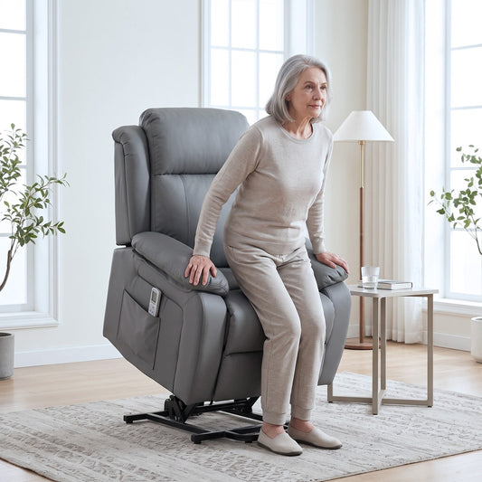 HOMCOM Riser and Recliner Chair with Massage in Grey