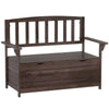 Outsunny Outdoor 2 Seater Garden Bench, Wooden Bench with Storage, Backrest, Arm Rests, 112 x 84 x 58 cm, Brown