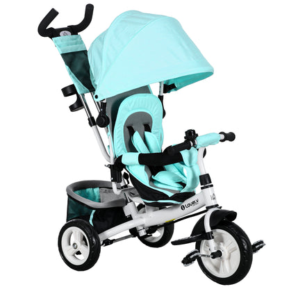 HOMCOM 6 in 1 Kids Trike with Parent Handle in Green