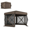 Outsunny 3 x 3(m) Hexagon Pop Up Gazebo with 5 Sides and Carry Bag, Waterproof, UV Resistant Party Tent Instant Event Shelter with Netting for Garden, Patio, Brown