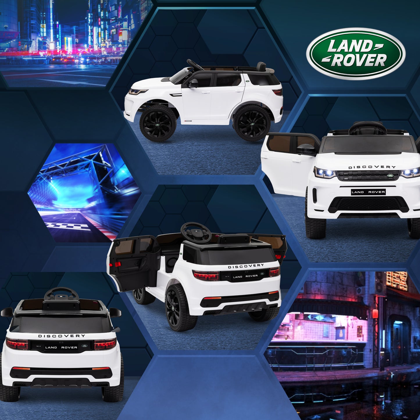 AIYAPLAY Licensed Land Rover Discovery Sport, 12V Kids Ride on Car w/ Remote Control, Lights, Music, Horn, for 3-6 Years, White