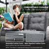 Outsunny Garden PE Rattan Dining Sofa Set, Outdoor 4 Seater Wicker Furniture, High Back Chairs with Cushions, Tempered Glass Coffee Table for Patio, Light Grey