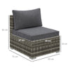 Outsunny Armless Rattan Garden Chair, Outdoor Rattan Chair with Cushions, PE Wicker Garden Furniture with Steel Frame, Adjustable Footpads for Garden, Terrace, Deep Grey