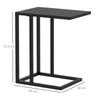 HOMCOM C Shape Bedside Table w/Metal Frame Wood-Effect Top Sofa Narrow Snack End Table for Living Room, Black