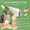 PawHut Cat Tree Cactus Sisal Scratching Post for Indoor Cats Play Tower Kitten Furniture with Hanging Ball Interactive Fun Roller Exerciser 32 x 32 x 60cm
