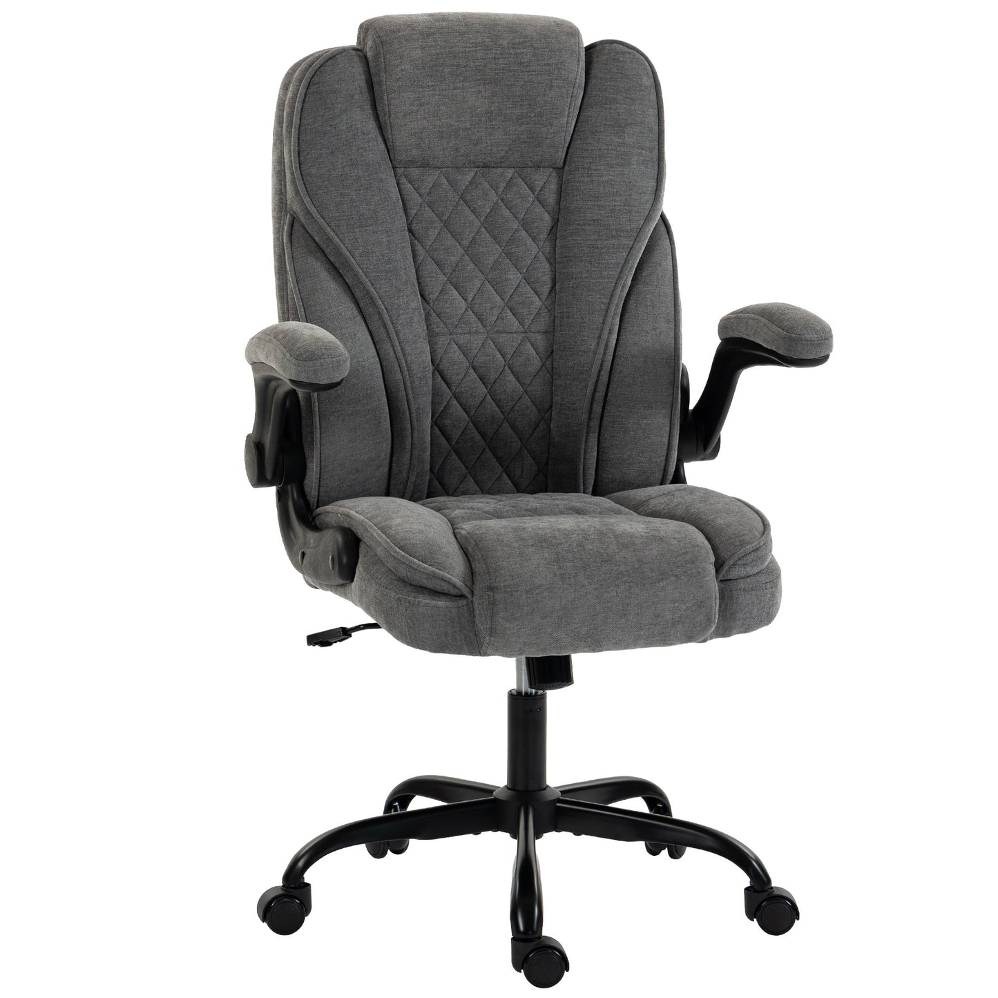 HOMCOM Office Chair, Ergonomic Desk Chair with Flip-up Armrest, Pocket Springs, Swivel Wheels, Adjustable Height, Grey