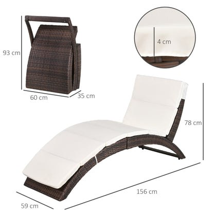 Outsunny Folding Sun Lounger in Brown