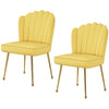 Set of 2 Velvet-Feel Shell Accent Chair - Yellow