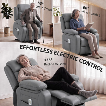 HOMCOM Riser and Recliner Chair with Massage in Grey