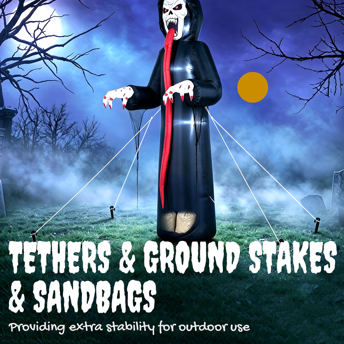 Outsunny 10 FT Halloween Inflatable Skeleton in Black