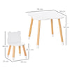 HOMCOM 3-Piece Kids Table and Chair Set with 2 Bear-Shaped Chairs, for Ages 1-4 Years, White