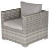 Outsunny Single Seater Rattan Chair Sofa with Padded Cushions, All-Weather PE Wicker Weave Garden Armchair with Armrests, Grey