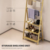 HOMCOM Three-Shelf Bamboo Storage Unit, with Towel Racks - Natural Finish