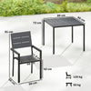 Outsunny 5 Pieces Garden Dining Set, Garden Table and Chairs Set for 4 with Square HDPE Table and Chairs with Armrests, Black
