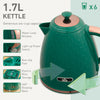 HOMCOM Kettle and Toaster Set, 1.7L 3000W Fast Boil Jug Kettle with Auto Shut Off, 4 Slice Toaster with 7 Level Browning Controls & Crumb Tray, UK Otter Thermostat, Green