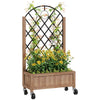 Outsunny Wooden Planter, with Metal Trellis - Brown/Black