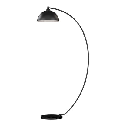 HOMCOM C-Shaped Floor Lamp, Modern Standing Lamp with Bowl-Shaped Reflective Shade, Foot Switch and Marble Base, Black