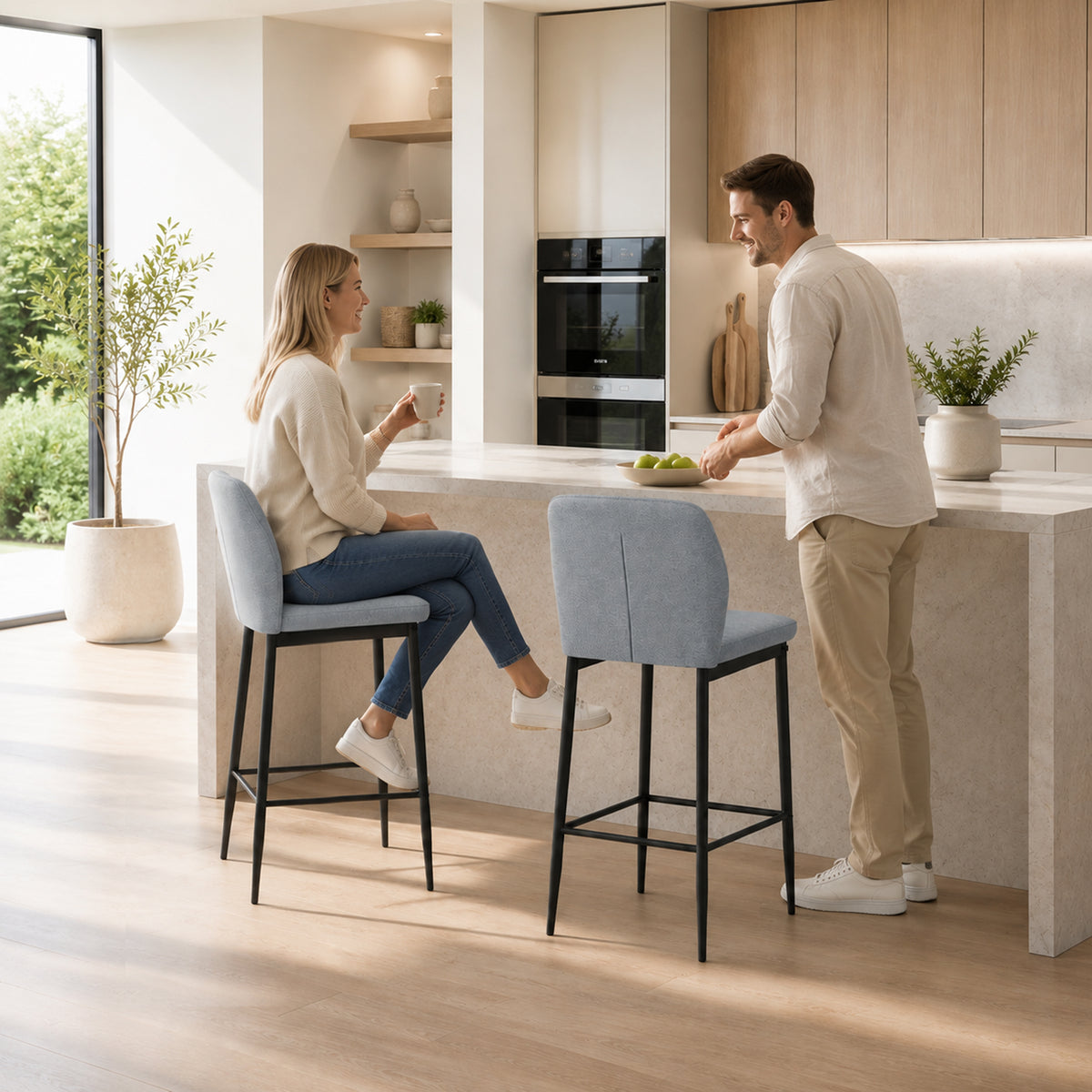 HOMCOM Modern Tall Chairs in Grey