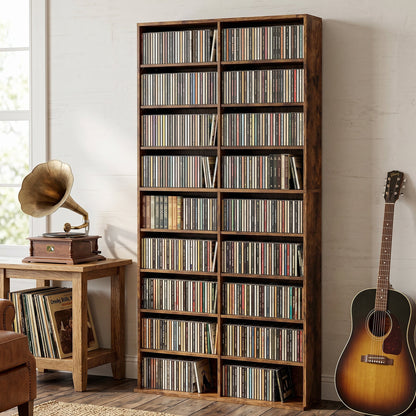HOMCOM 640 CD Storage Tower - Rustic Brown