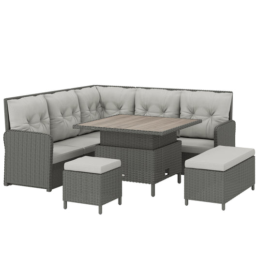 Outsunny 6 Pieces Outdoor PE Rattan Garden Furniture in Cream