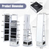 360° Swivel Lockable Jewelry Armoire Cabinet with Full-Length Mirror-White