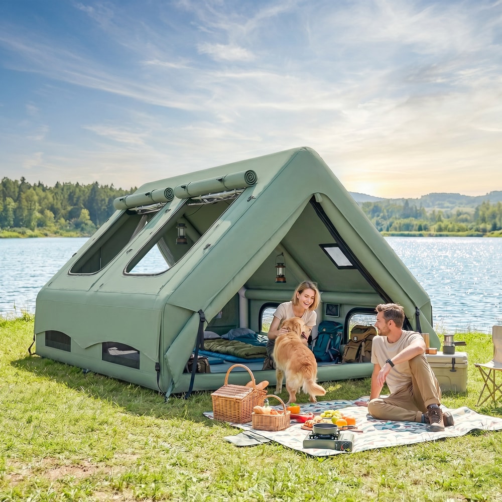 Outsunny Inflatable Camping Tent in Green