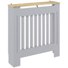 HOMCOM Heater Cover, Radiator Cover Slatted Painted MDF Lined Grill Grey, 78L x 19W x 81H cm