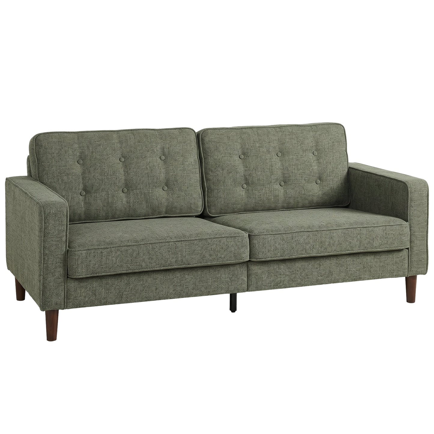 HOMCOM 3 Seater Sofa Button Tufted Upholstered Couch with Wood Legs for Living Room, Green