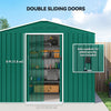 Outsunny 8 x 6ft Galvanised Steel Shed, with Double Door - Green