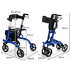 2 in 1 Walker Aluminium Mobility Walking Aid with Seat Adjustable-Blue