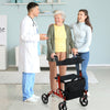 2 in 1 Walker Aluminium Mobility Walking Aid with Seat Adjustable-Red