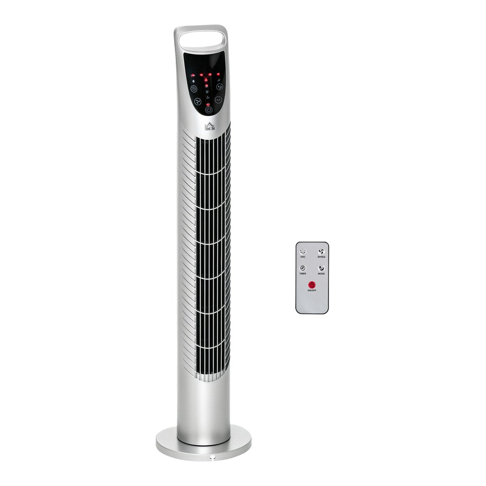 HOMCOM 31 Inch Bladeless Oscillating Tower Fan in Silver