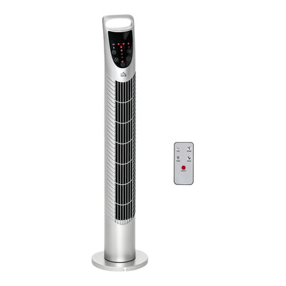 HOMCOM 31 Inch Bladeless Oscillating Tower Fan in Silver