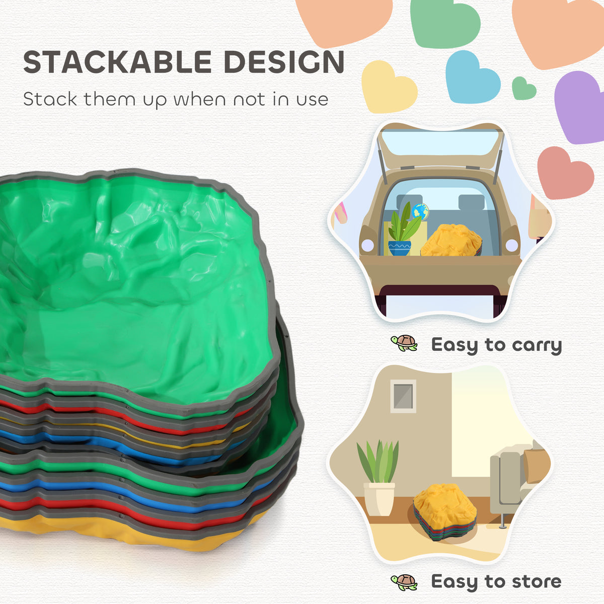 AIYAPLAY Balance Stepping Stones for Kids with Non-Slip Bottom in Multi Colour