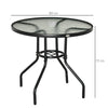 Outsunny Outdoor √è‚Ä†80cm Round Dining Table Tempered Glass Top Steel Frame Bistro Coffee End Side Table Garden w/ Parasol Hole