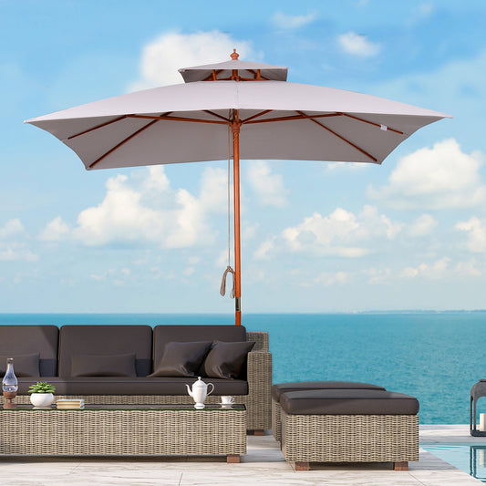 Outsunny 3 m Square Canopy Parasol - Grey