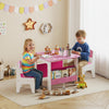 AIYAPLAY 3 Pieces Kids Table and Chair Set, Toddler Activity Table with Bookshelves, for Living Room, Nursery, Playroom, Pink