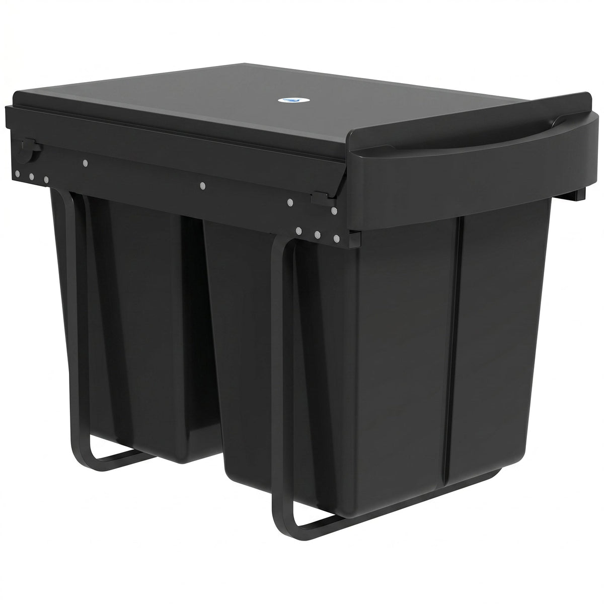 HOMCOM Pull Out Bin, Kitchen Under Sink Bin with 2 Removable Compartments, Smooth Glide, Black