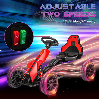 HOMCOM 12V Electric Go-Kart for Kids, Ride-On Racing Go-Kart, with Forward and Reversing Functions, for Ages 3-8 Years - Red