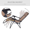 Outsunny Zero Gravity Chair Set of 2, Metal Frame Texteline Armchair Outdoor Folding and Reclining Sun Lounger with Head Pillow for Patio Decking Gardens Camping, Beige