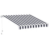 Outsunny Manual Retractable Awning, 2.5x2 m-Dark Blue/White Stripes