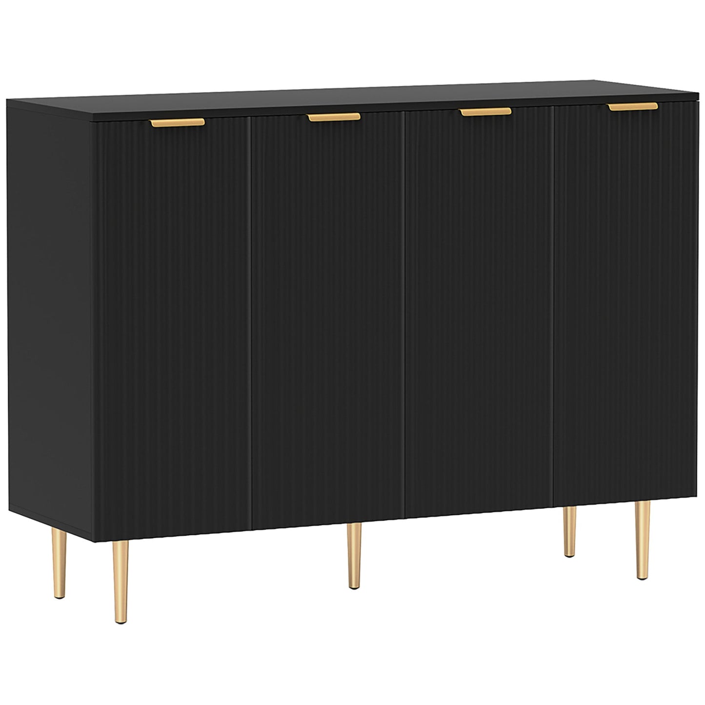 HOMCOM Sideboard Buffet Cabinet, Modern Kitchen Storage Cabinet with Adjustable Shelves and Metal Legs, Black