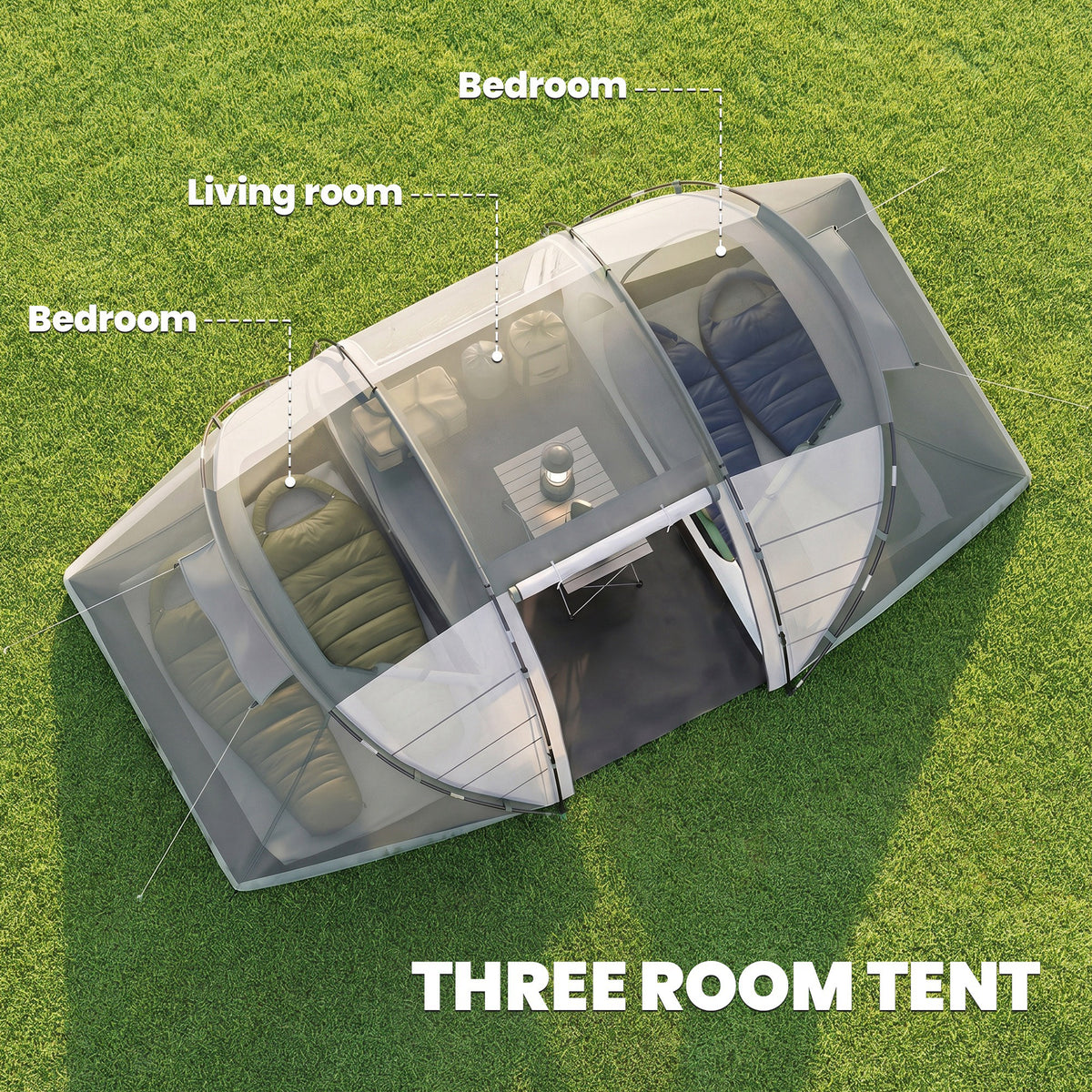 Outsunny 4 Man UV Protection Camping Tent in Charcoal Grey and White