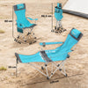 Outsunny Set of 2 Reclining Folding Camping Chair w/ Detachable Footrest, Storage Bag, Cup Holder & Headrest, Blue and Grey